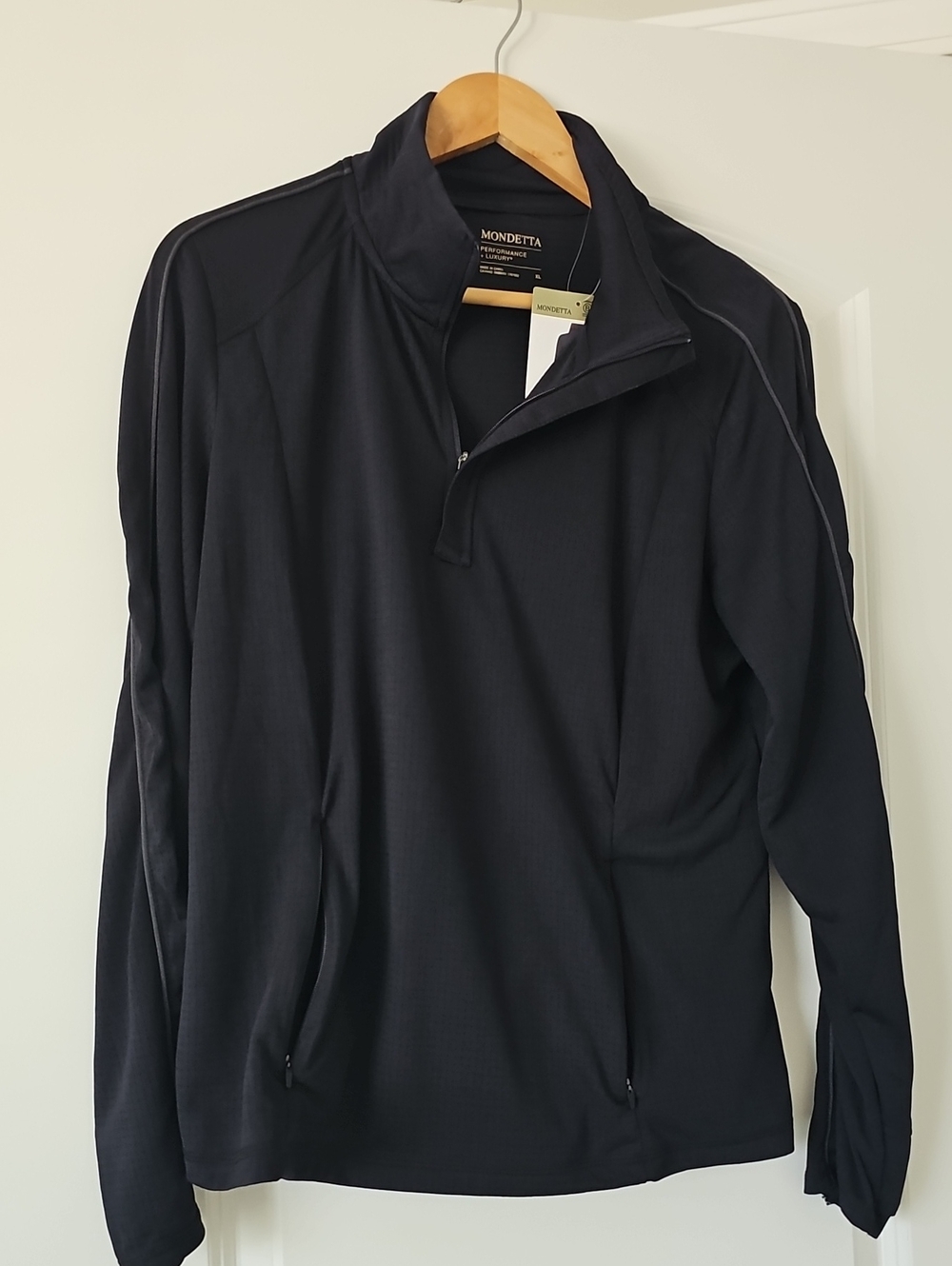 NWT Women's XL Active Black 1/4 Zip Long Sleeve Top